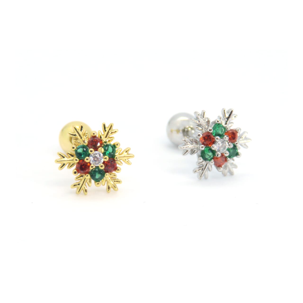 Snowflake bar ball earrings