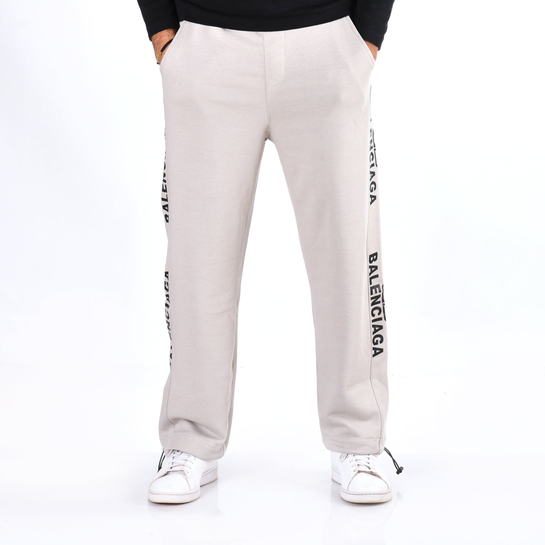 Men Cotton Relaxed Fit Pants Balenciaga (Gray)