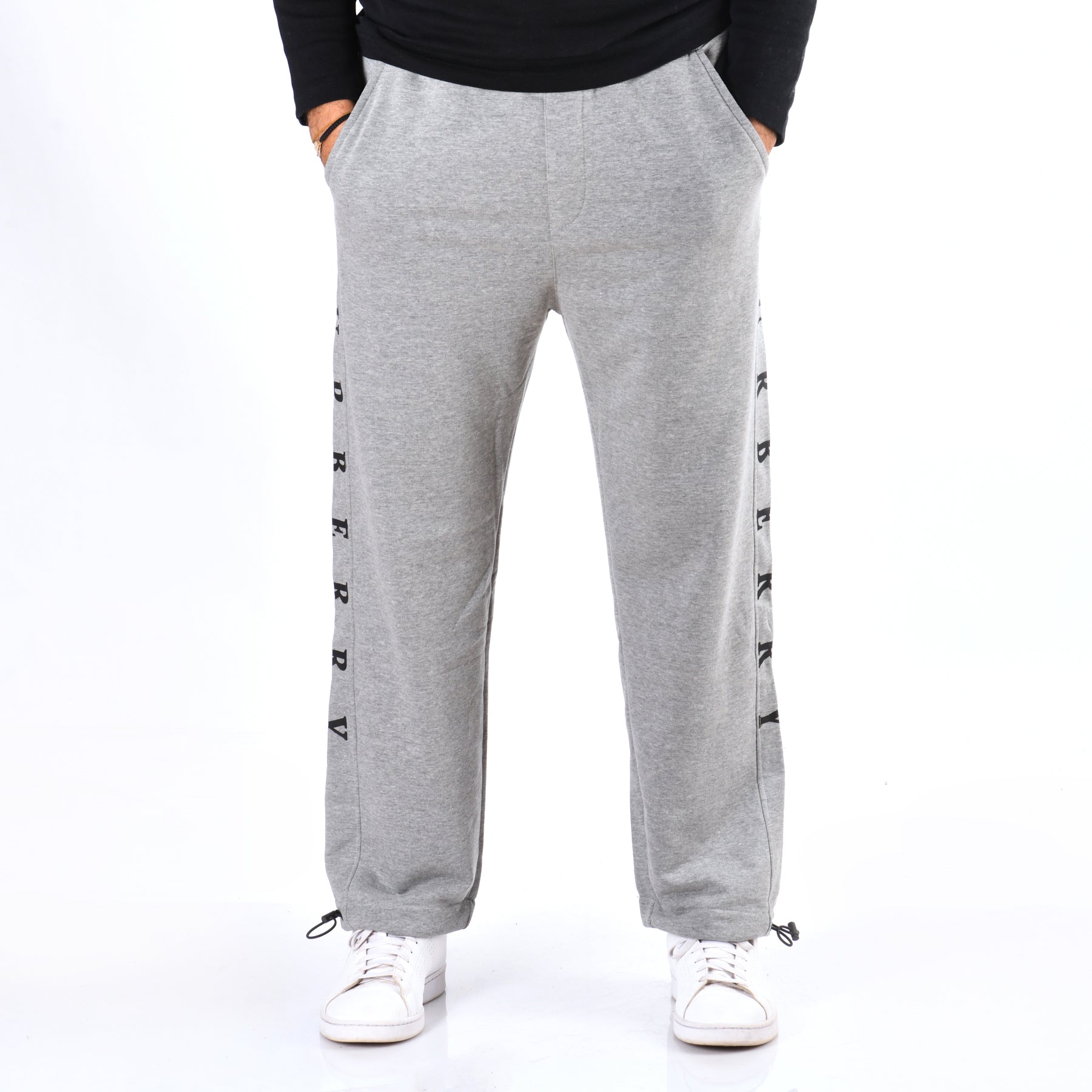 Men Cotton Relaxed Fit Pants Burberry (Gray)