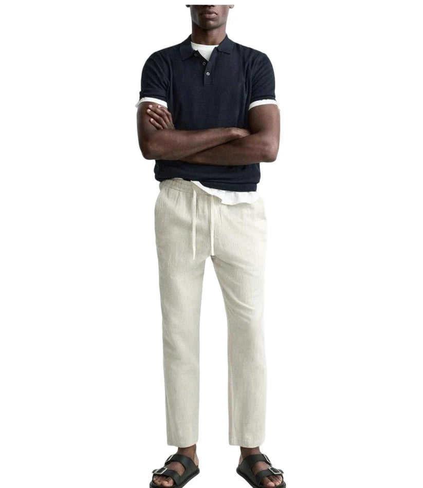 Men Zara Pants Cotton Linen(Off White)