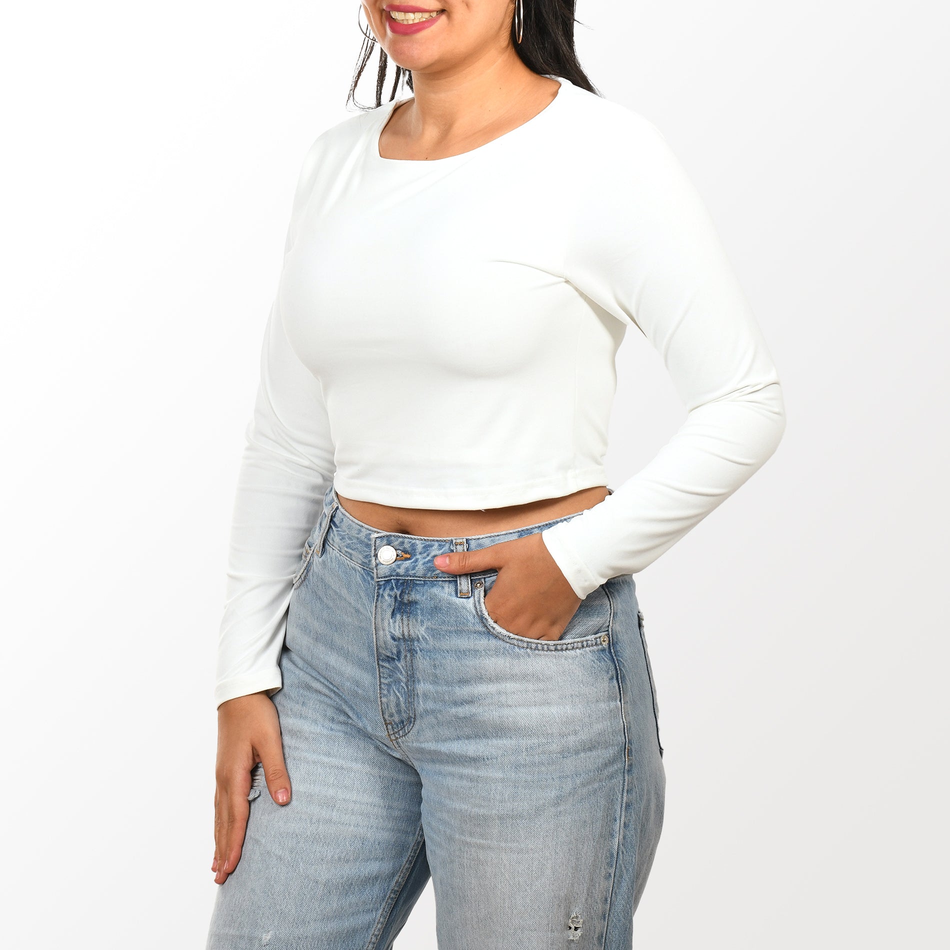 Women top Sleeve Zara (Polyamide)-White