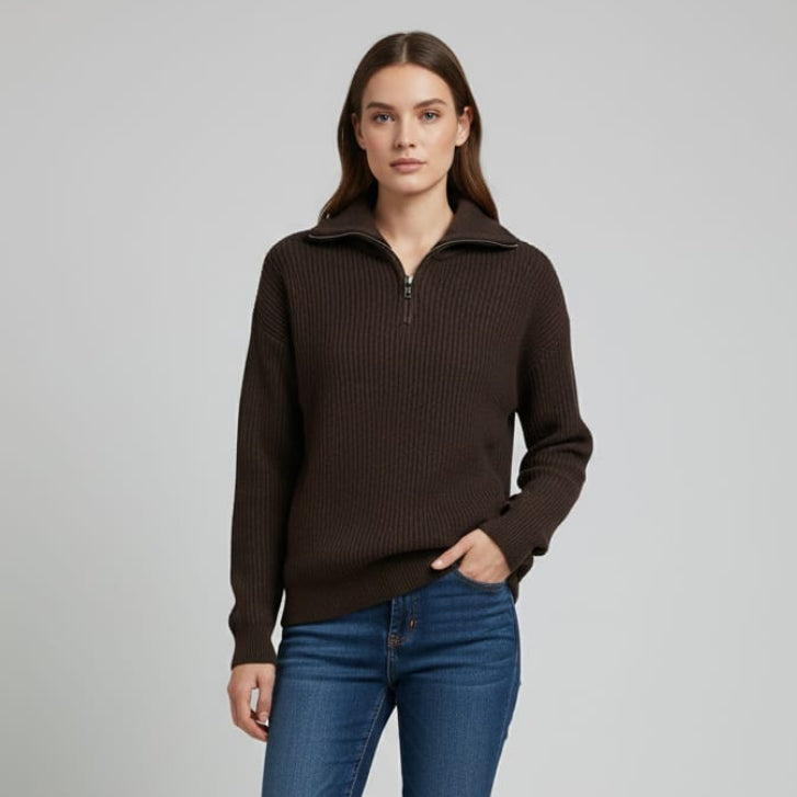 Women Half Zip Sweater (Browen)