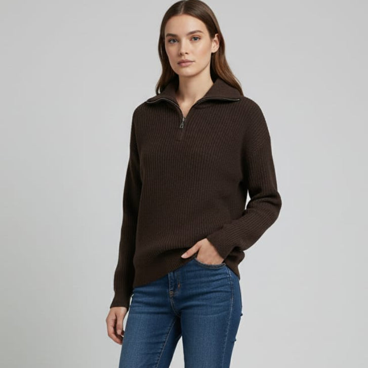 Women Half Zip Sweater (Browen)