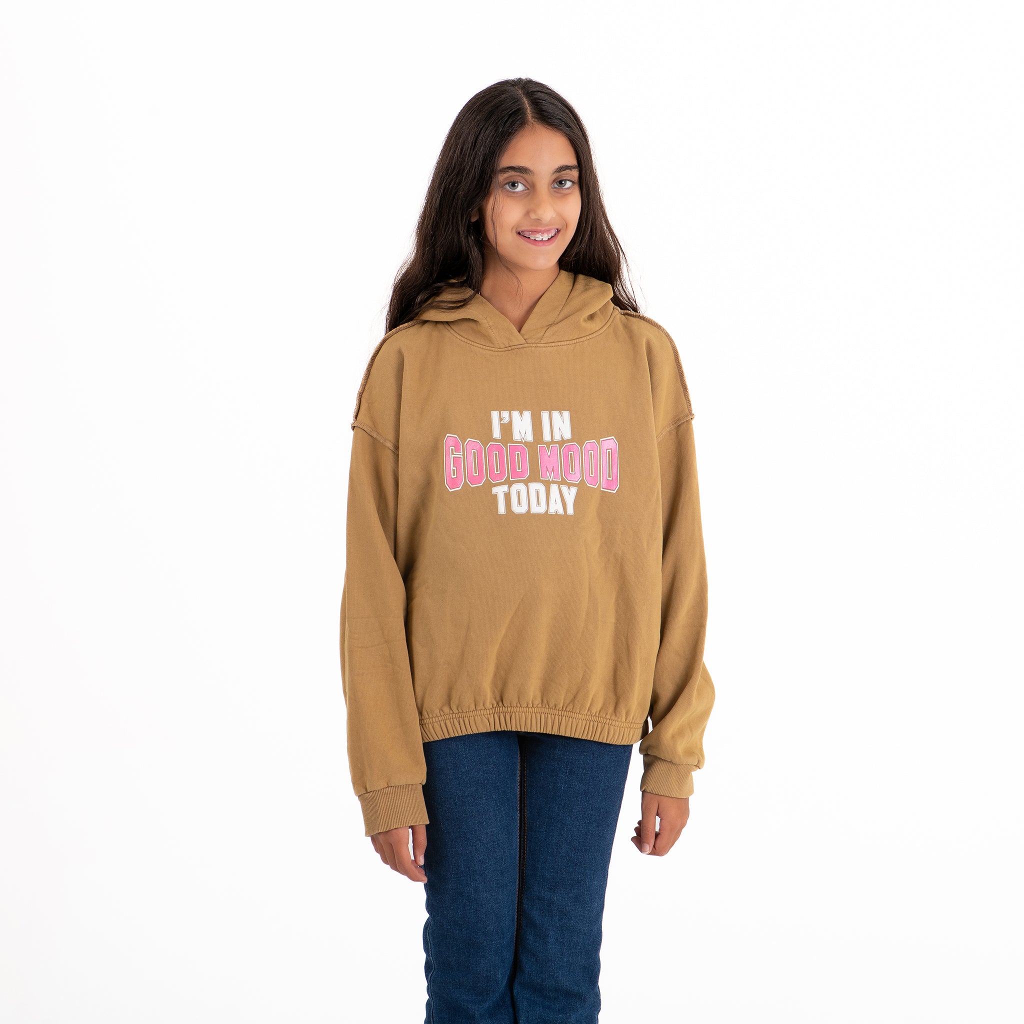 Girls Milton Sweatshirt GOOD MOOD (Brown)