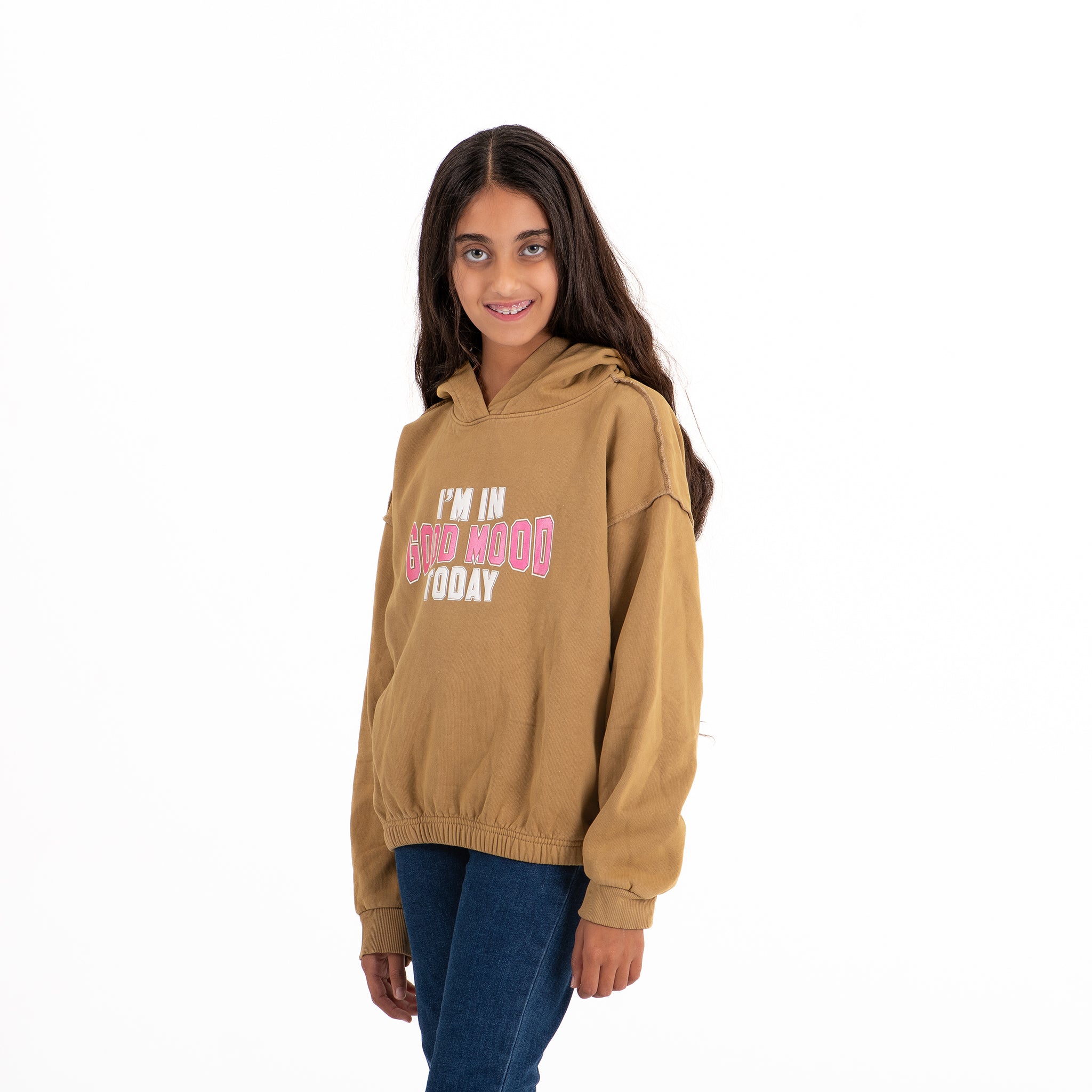 Girls Milton Sweatshirt GOOD MOOD (Brown)