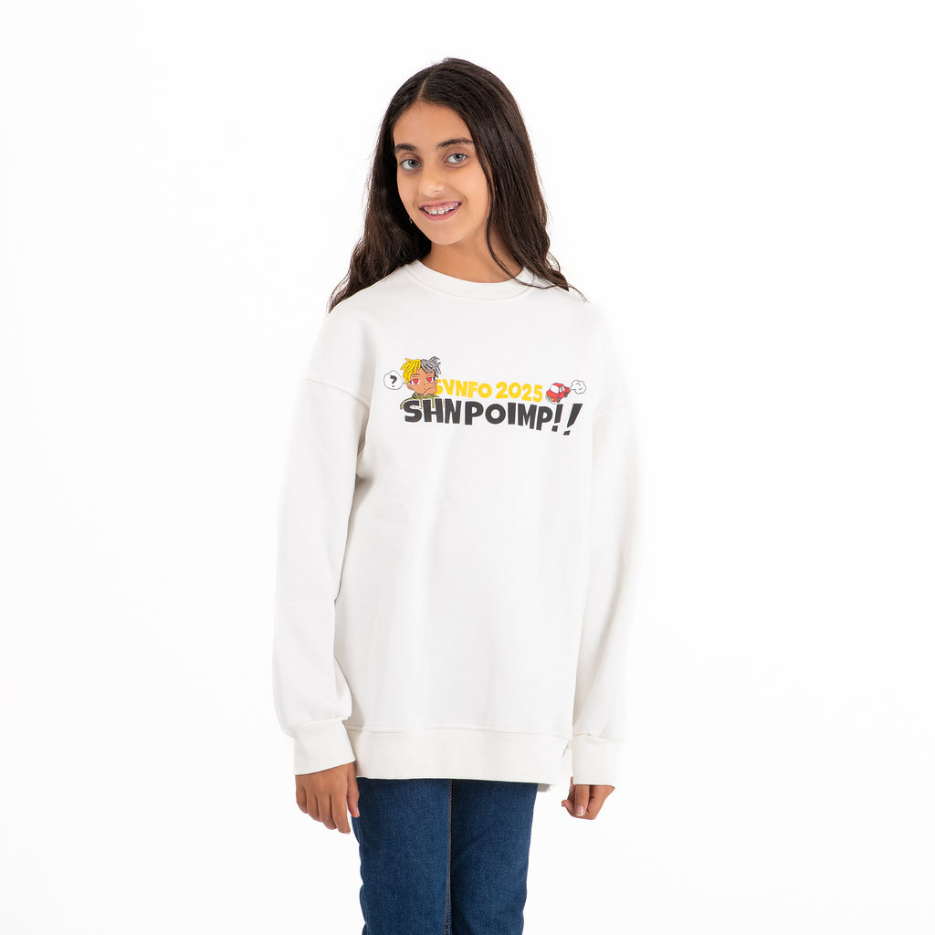 UNISEX Crew Neck Printed Padded Melton (Black)