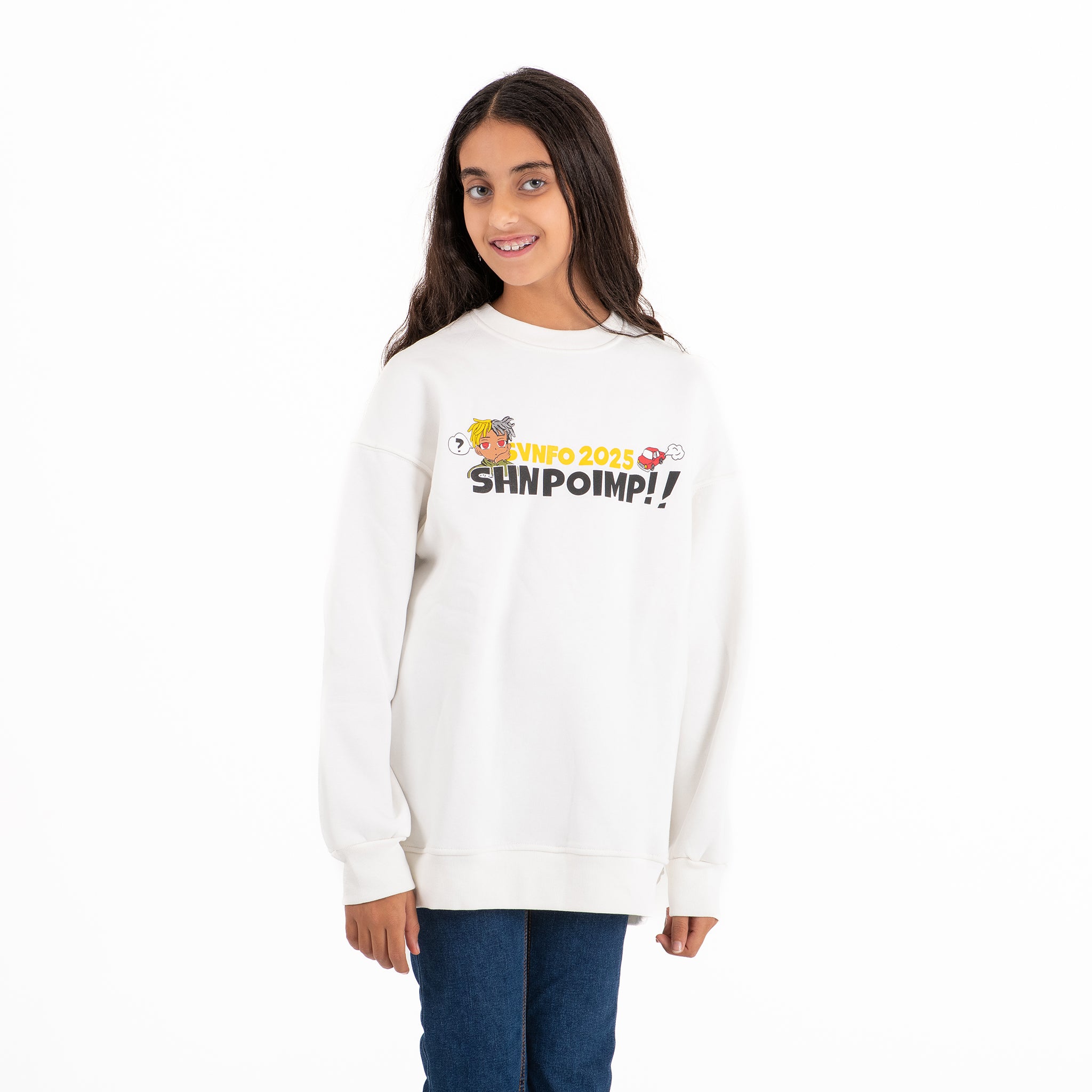 UNISEX Crew Neck Printed Padded Melton (Black)