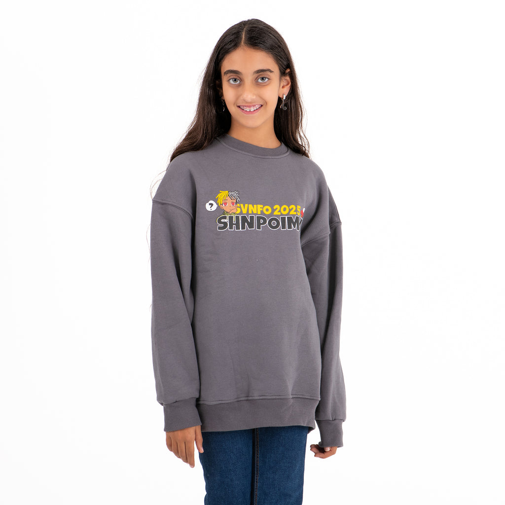 UNISEX Crew Neck Printed Padded Melton (Dark Gray)