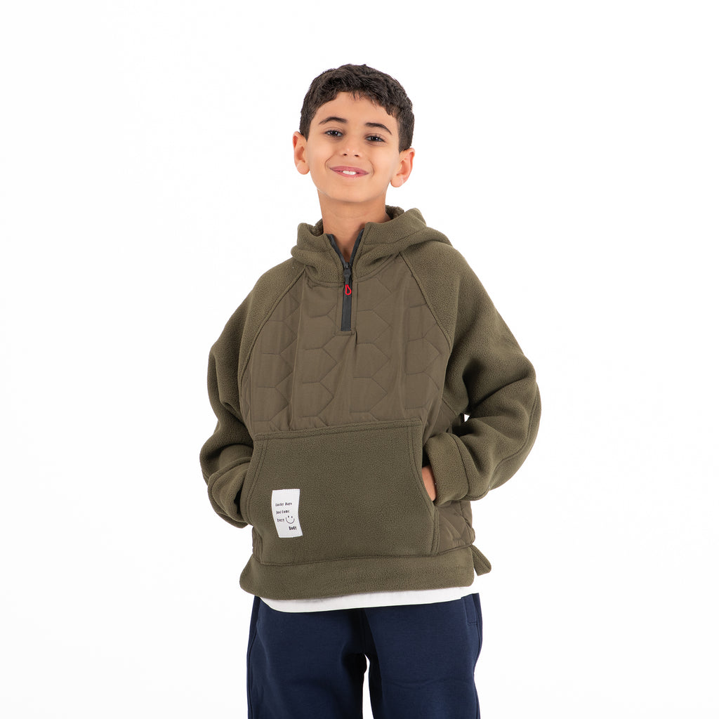 Boys Hoodie Fleece&Waterproof (Olive)