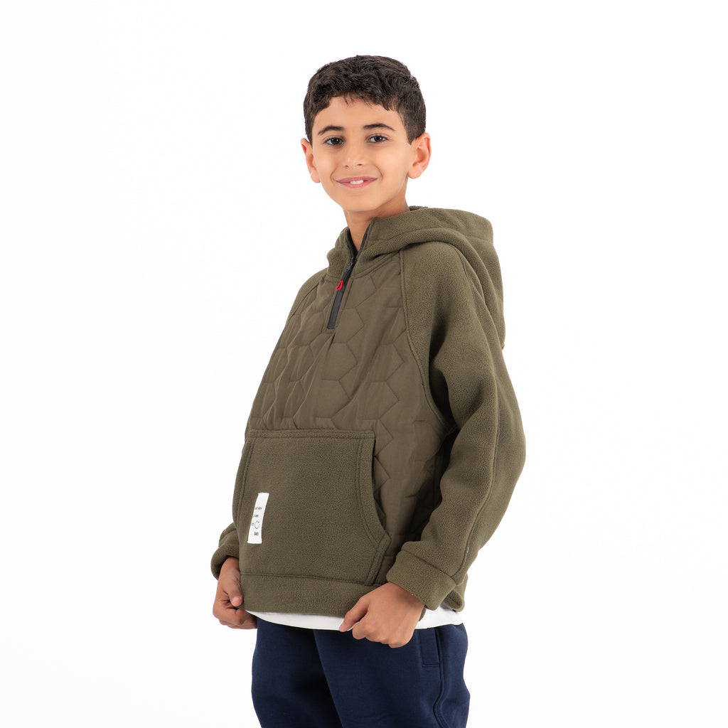 Boys Hoodie Fleece&Waterproof (Olive)