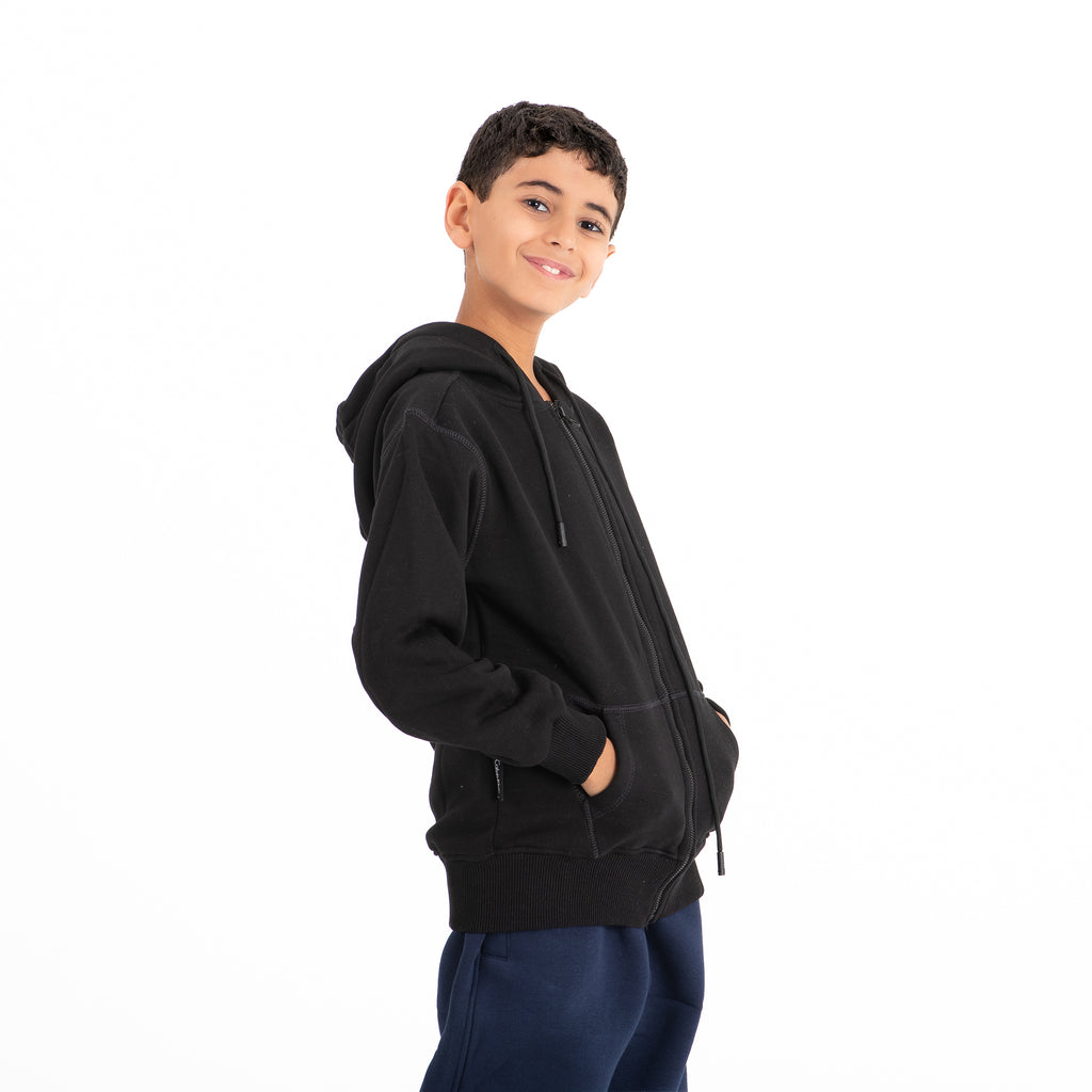 Kids Unisex Sweatshirt zip-up Basic (Black)