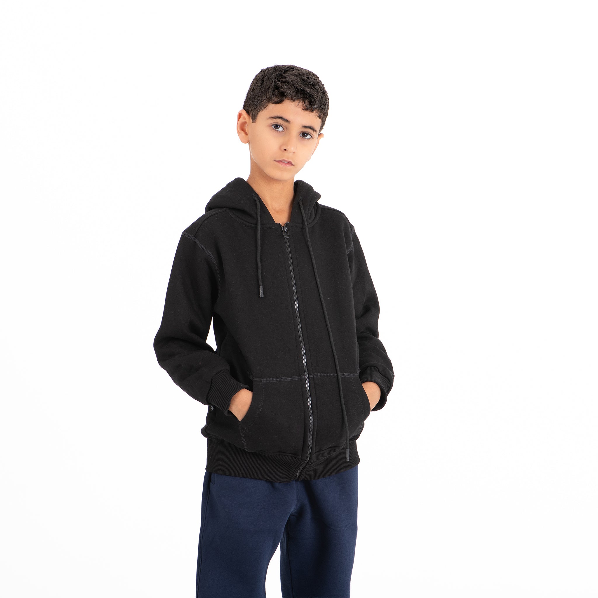 Kids Unisex Sweatshirt zip-up Basic (Black)