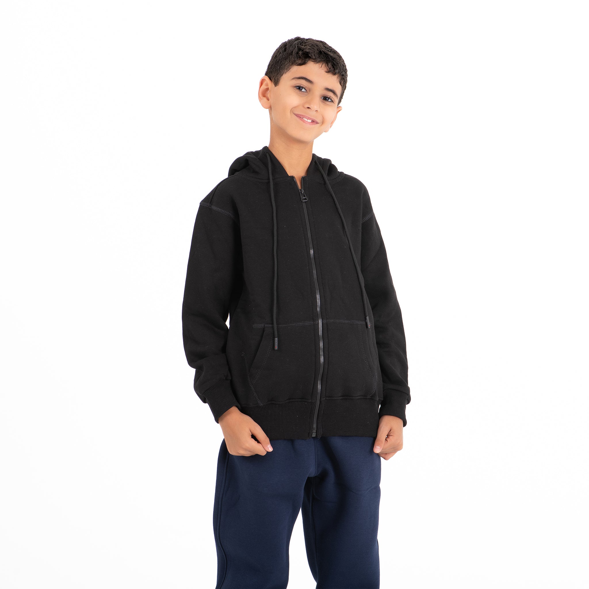 Kids Unisex Sweatshirt zip-up Basic (Black)