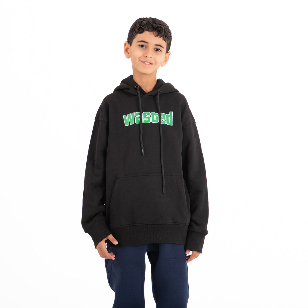 Boys Hoodie Wasted Padded (Black)