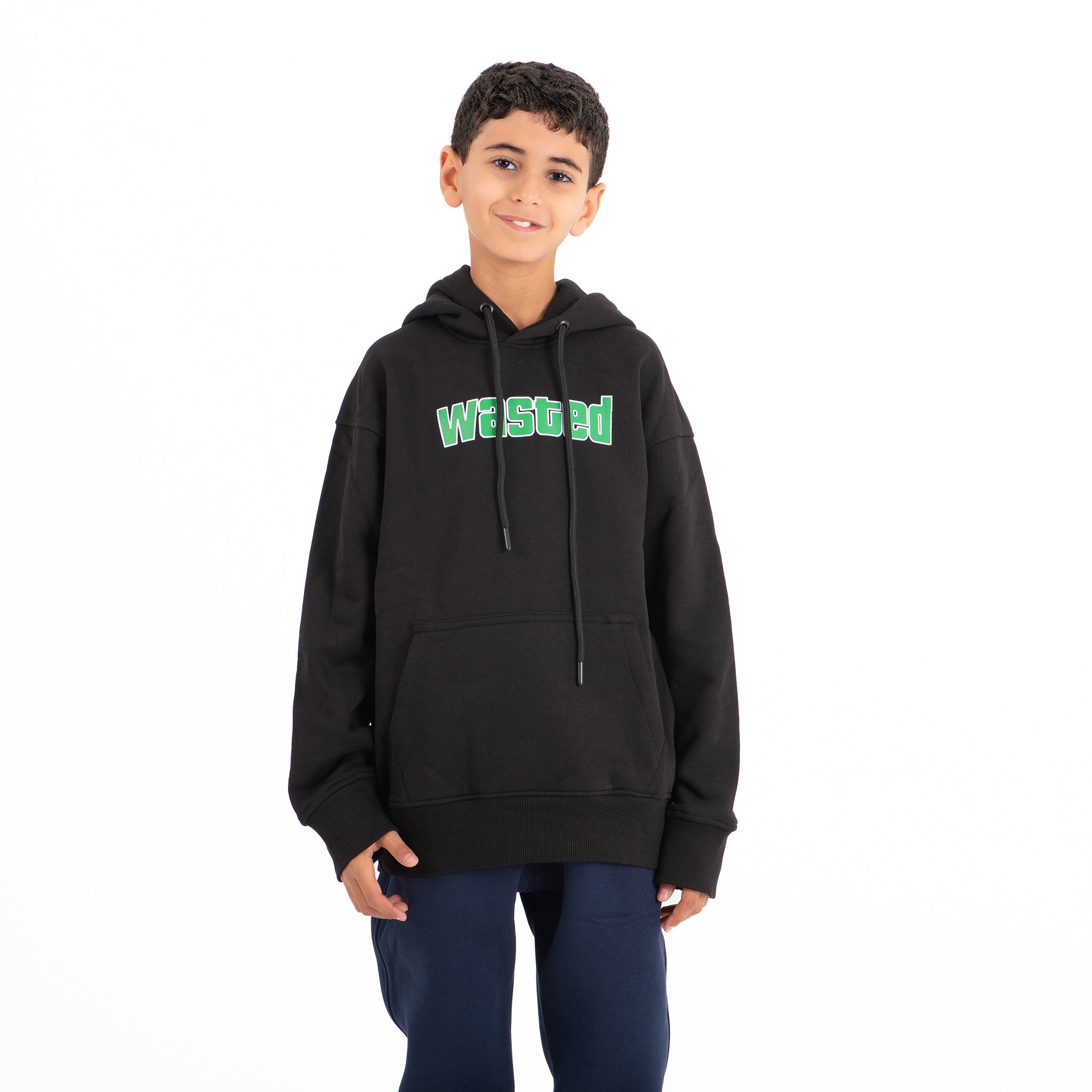 Boys Hoodie Wasted Padded (Black)