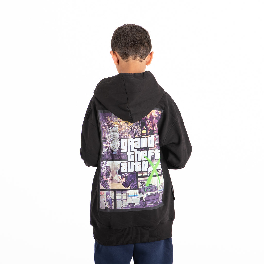 Boys Hoodie Wasted Padded (Black)