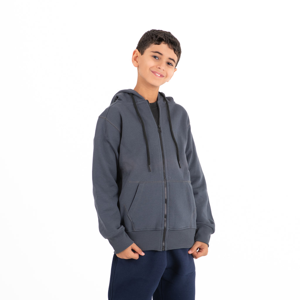 Kids Unisex Sweatshirt zip-up Basic (Gray)
