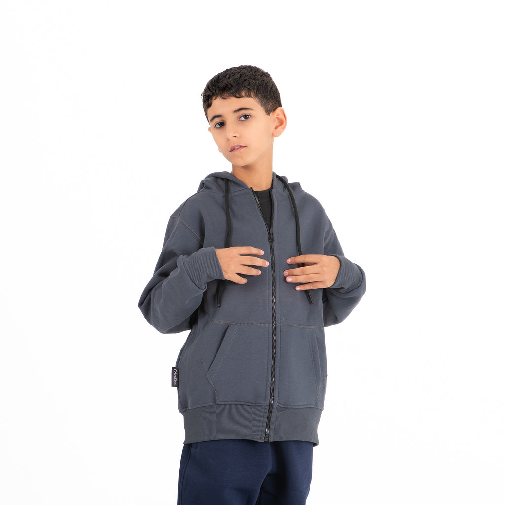 Kids Unisex Sweatshirt zip-up Basic (Gray)