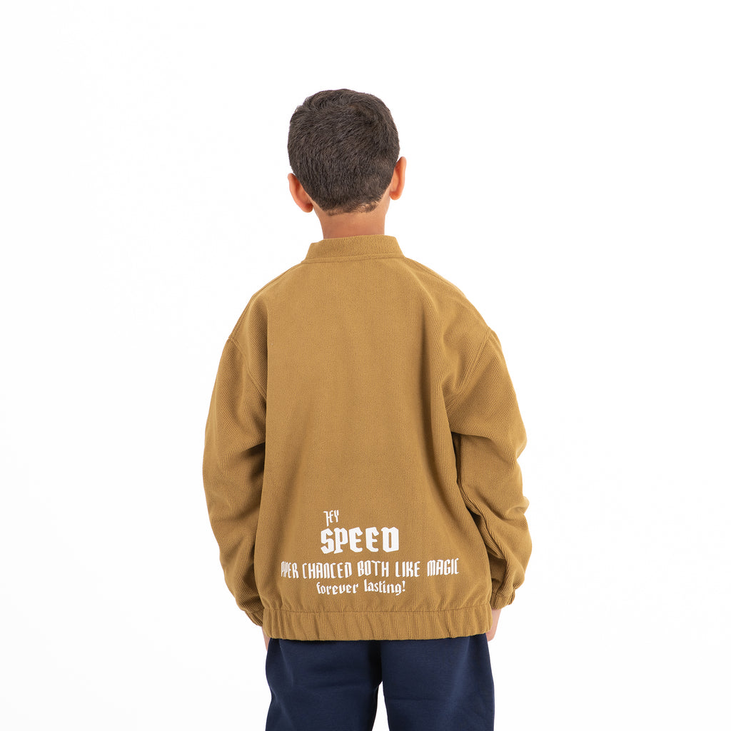 Boys Ribbed Suede Jacket (Beige)