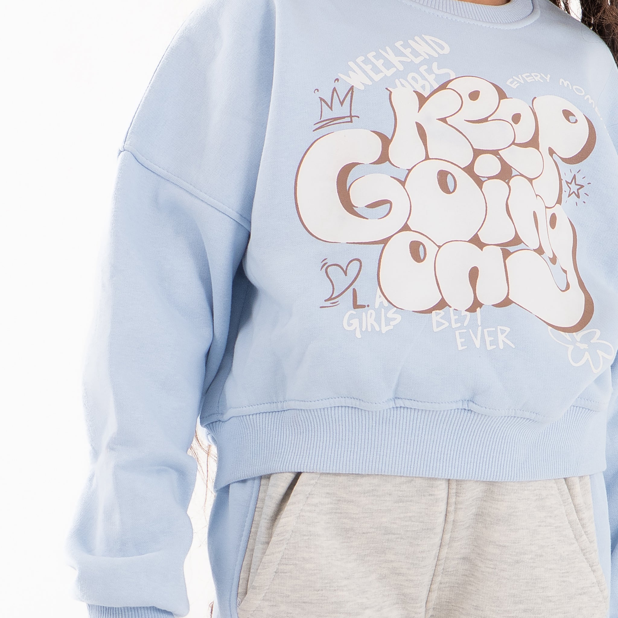 Girls Keep Going set cotton Melton (Baby Blue)