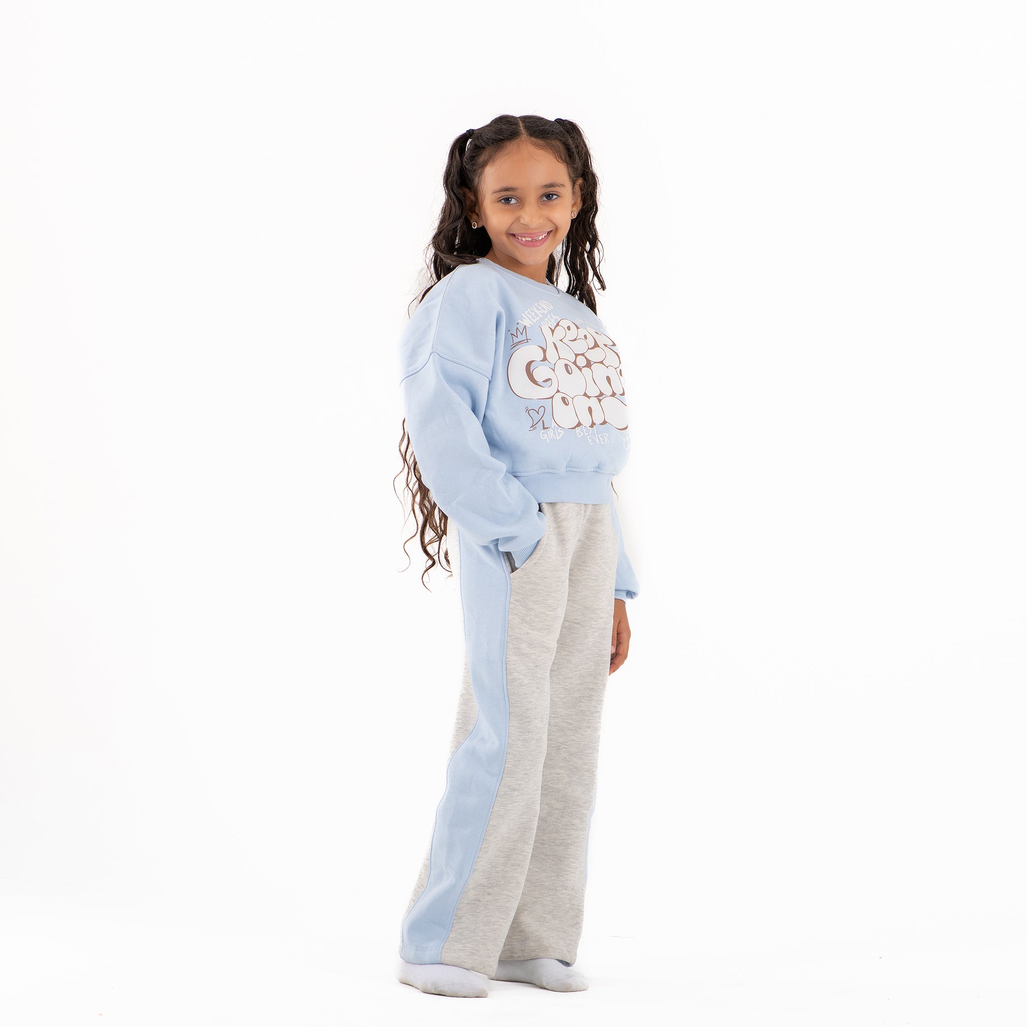 Girls Keep Going set cotton Melton (Baby Blue)