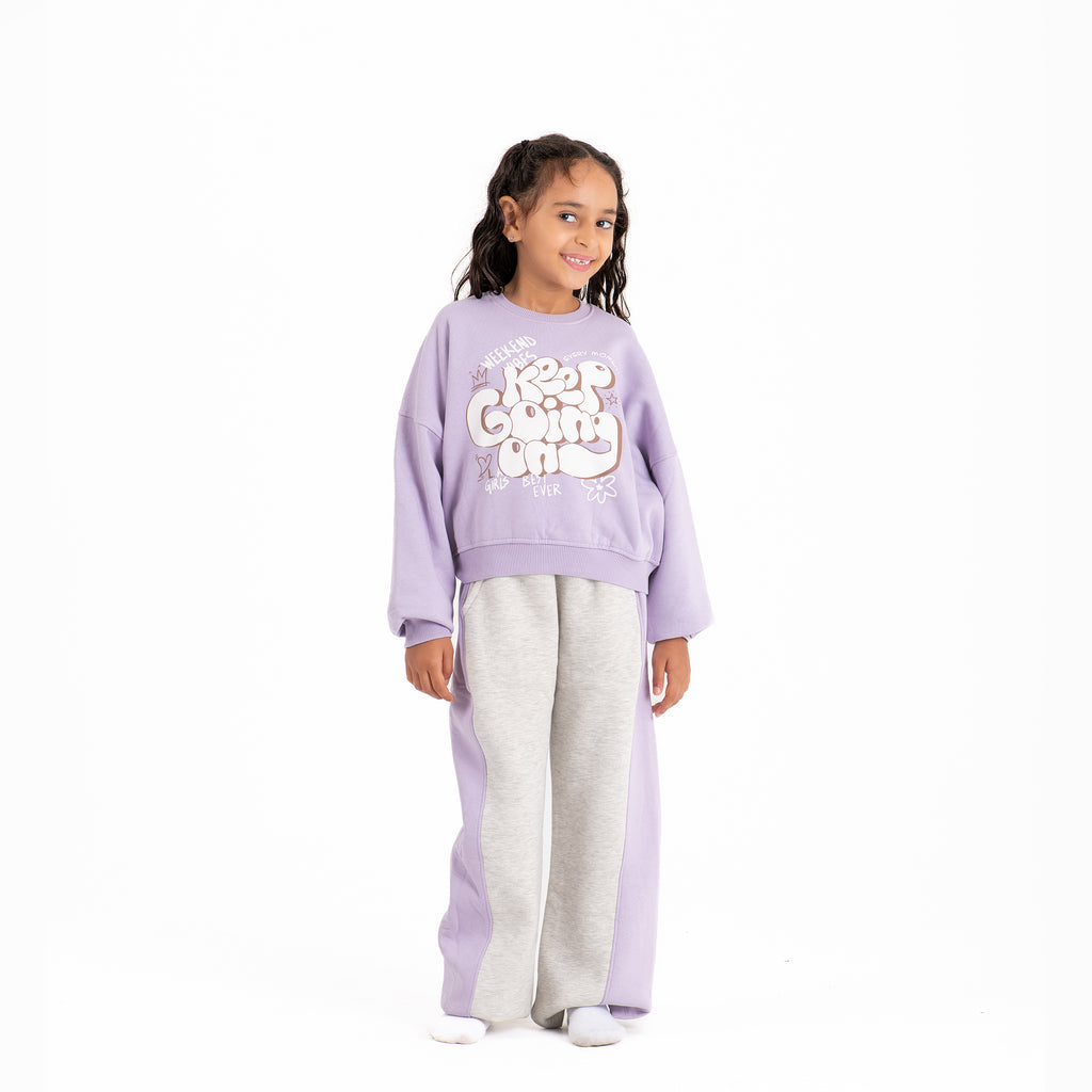Girls Keep Going set cotton Melton (Purple)
