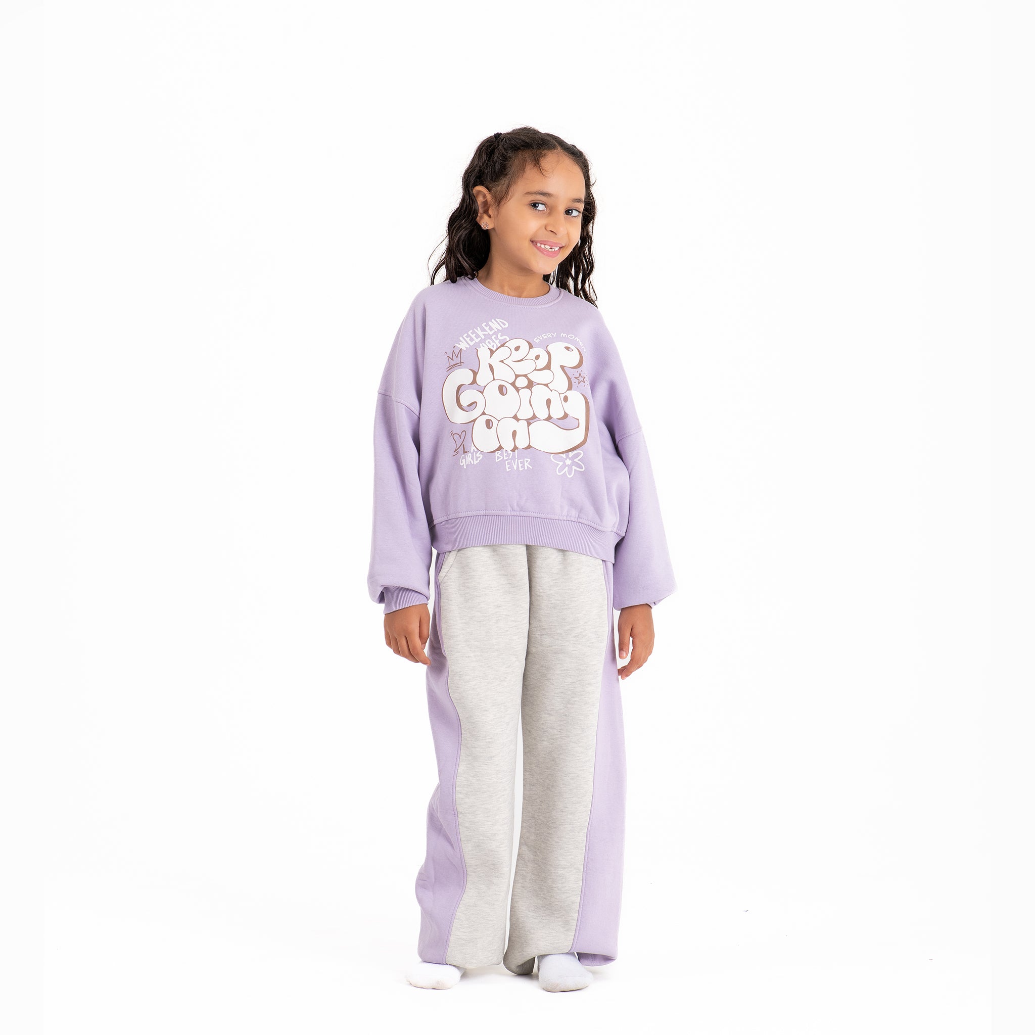 Girls Keep Going set cotton Melton (Purple)