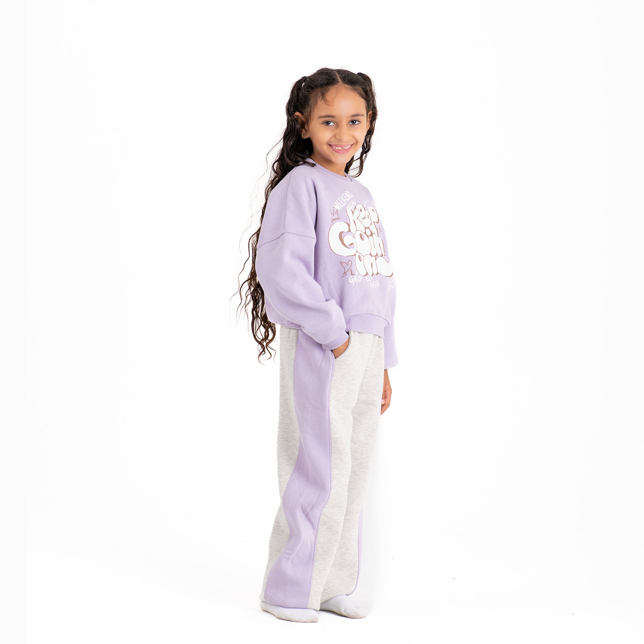 Girls Keep Going set cotton Melton (Purple)