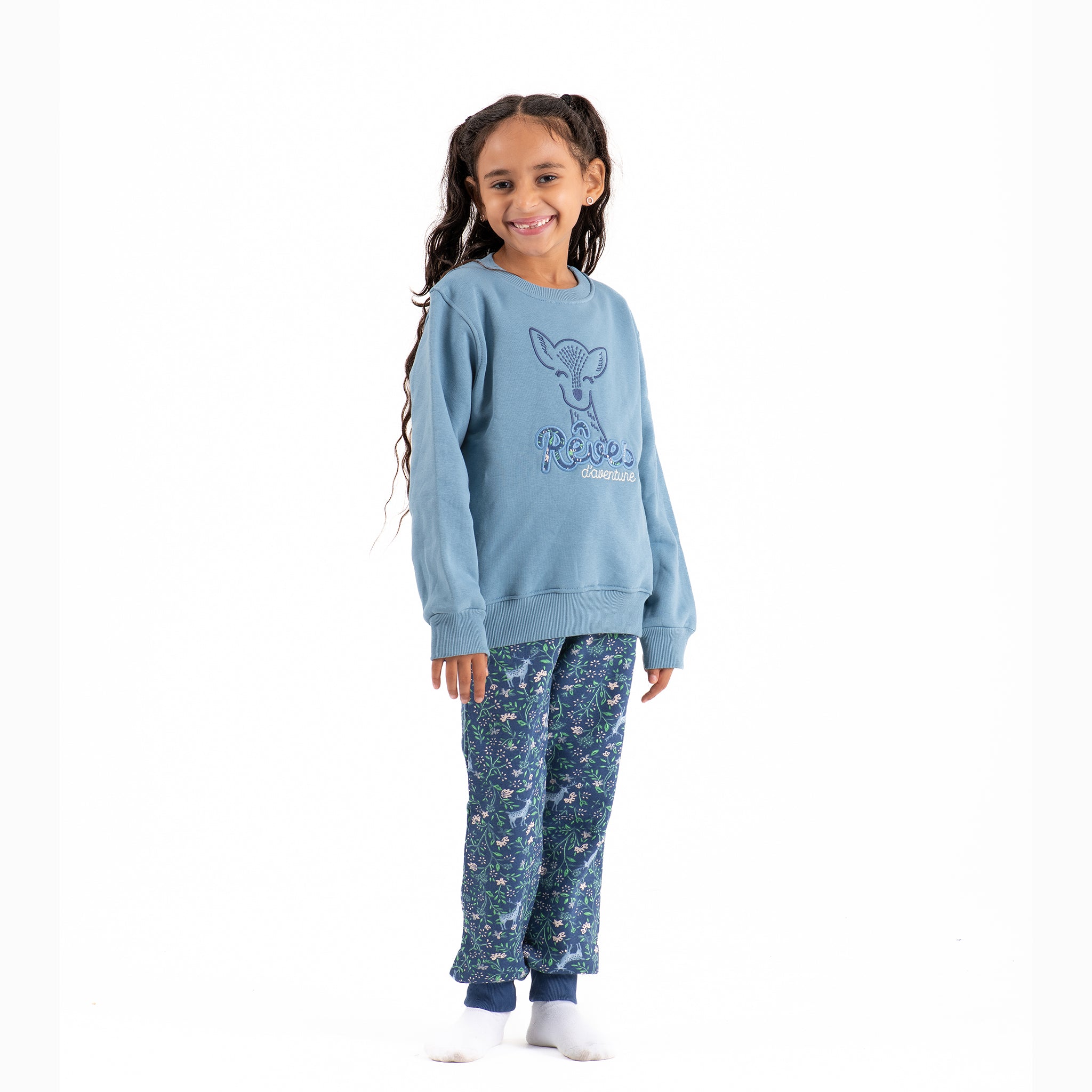 Girls Pajamas Padded Cotton (Blue)
