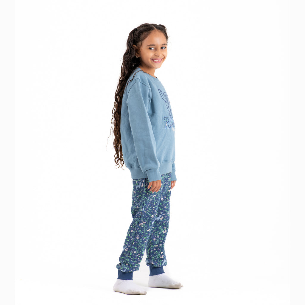 Girls Pajamas Padded Cotton (Blue)