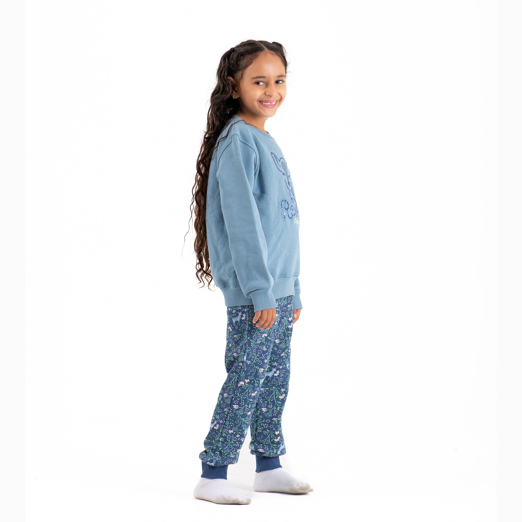 Girls Pajamas Padded Cotton (Blue)