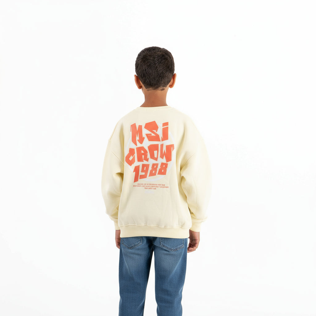 Boys Crew Neck Printed Padded Melton (Yellow)