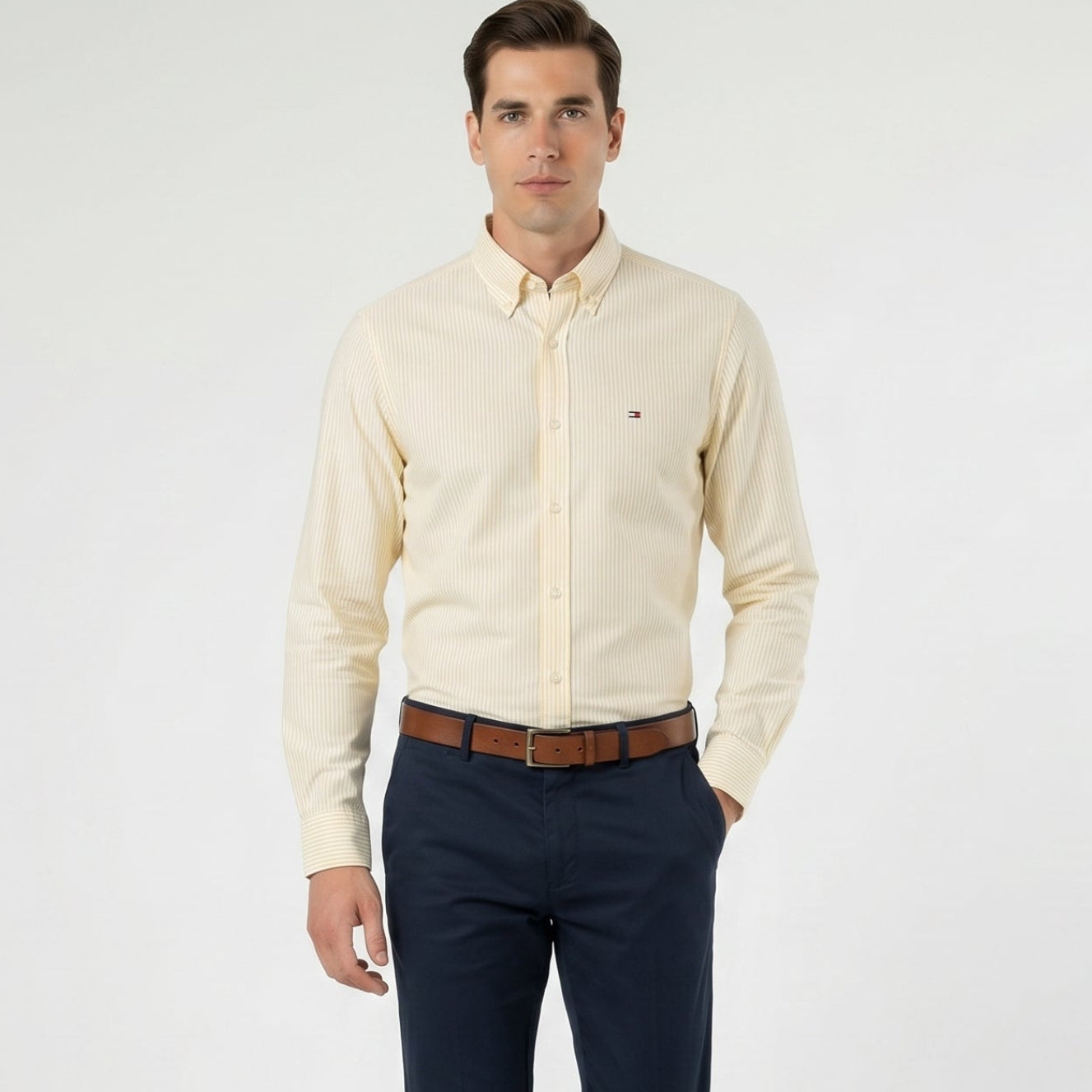 Men Shirt Striped Oxford (Yellowy)