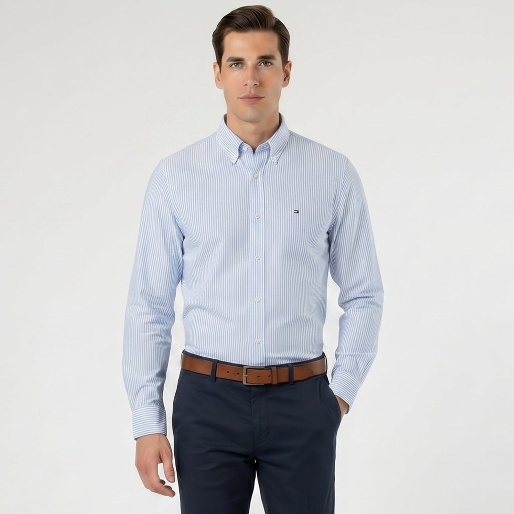 Men Shirt Striped Oxford (Blue)