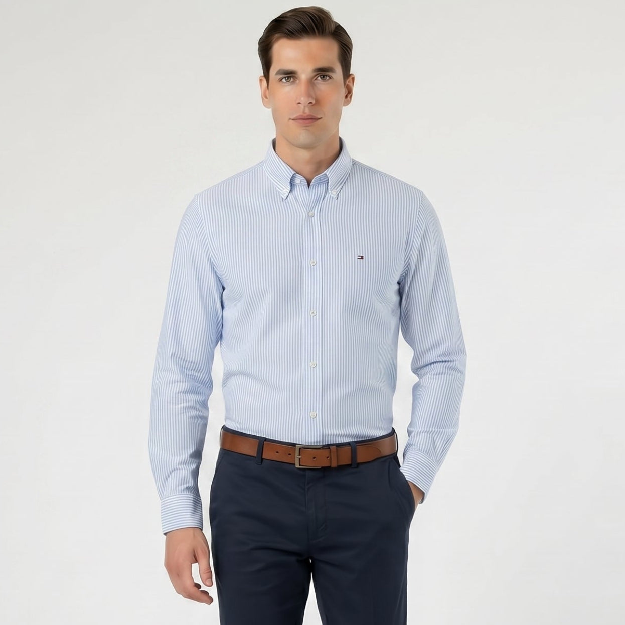 Men Shirt Striped Oxford (Blue)