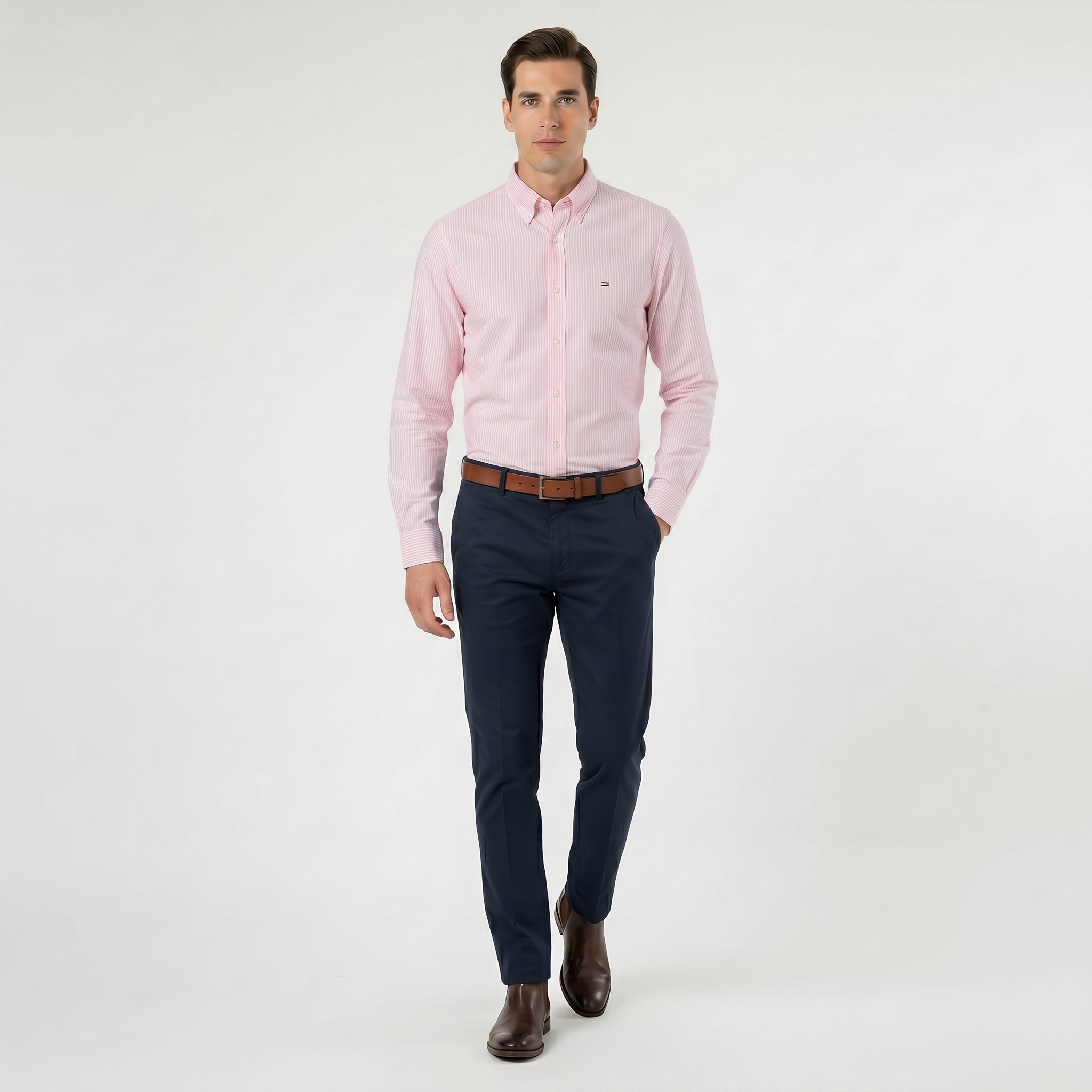 Men Shirt Striped Oxford (Pink)