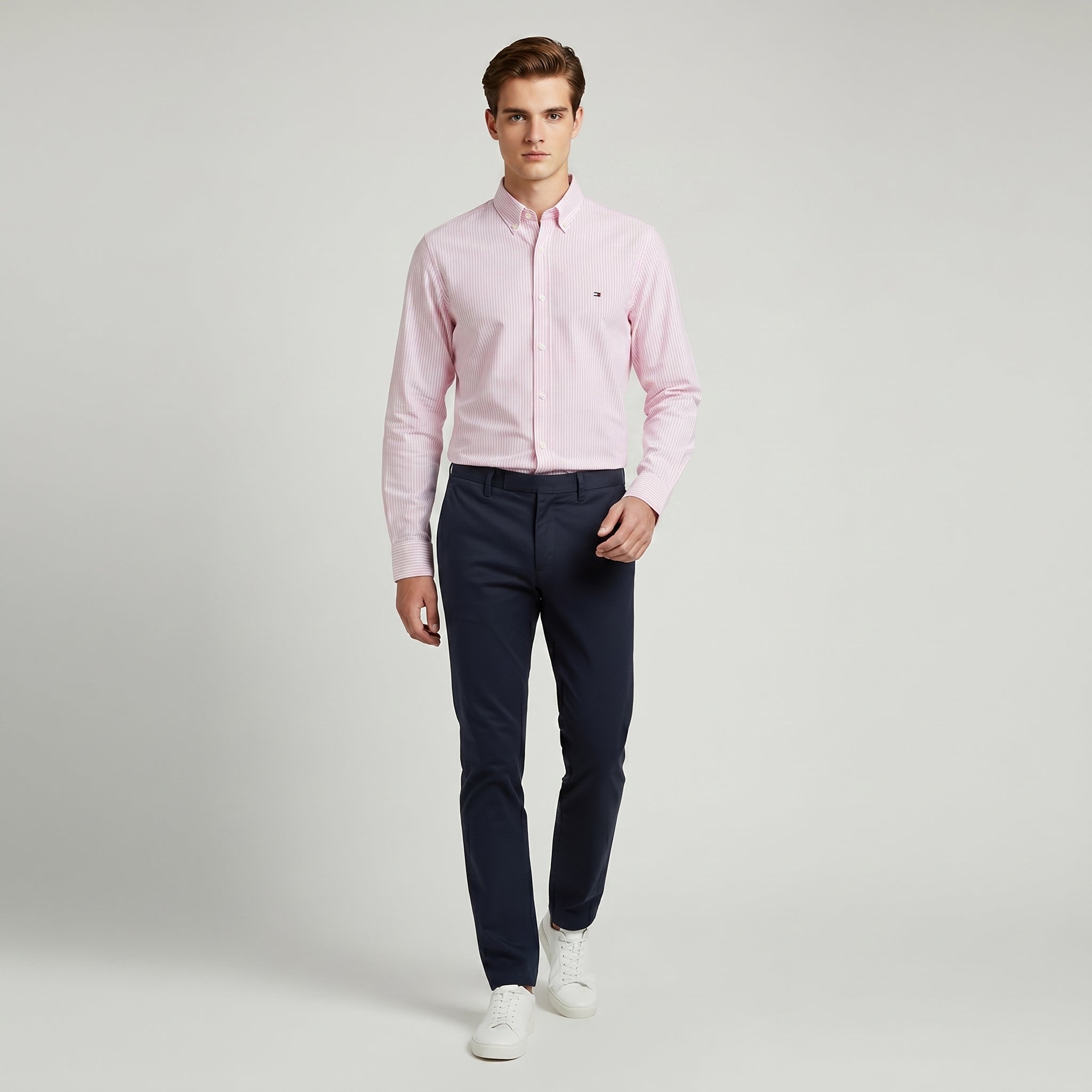 Men Shirt Striped Oxford (Pink)