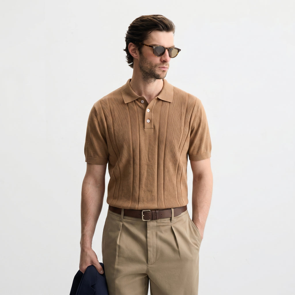 Men Knit Regular Fit Polo (Browne)