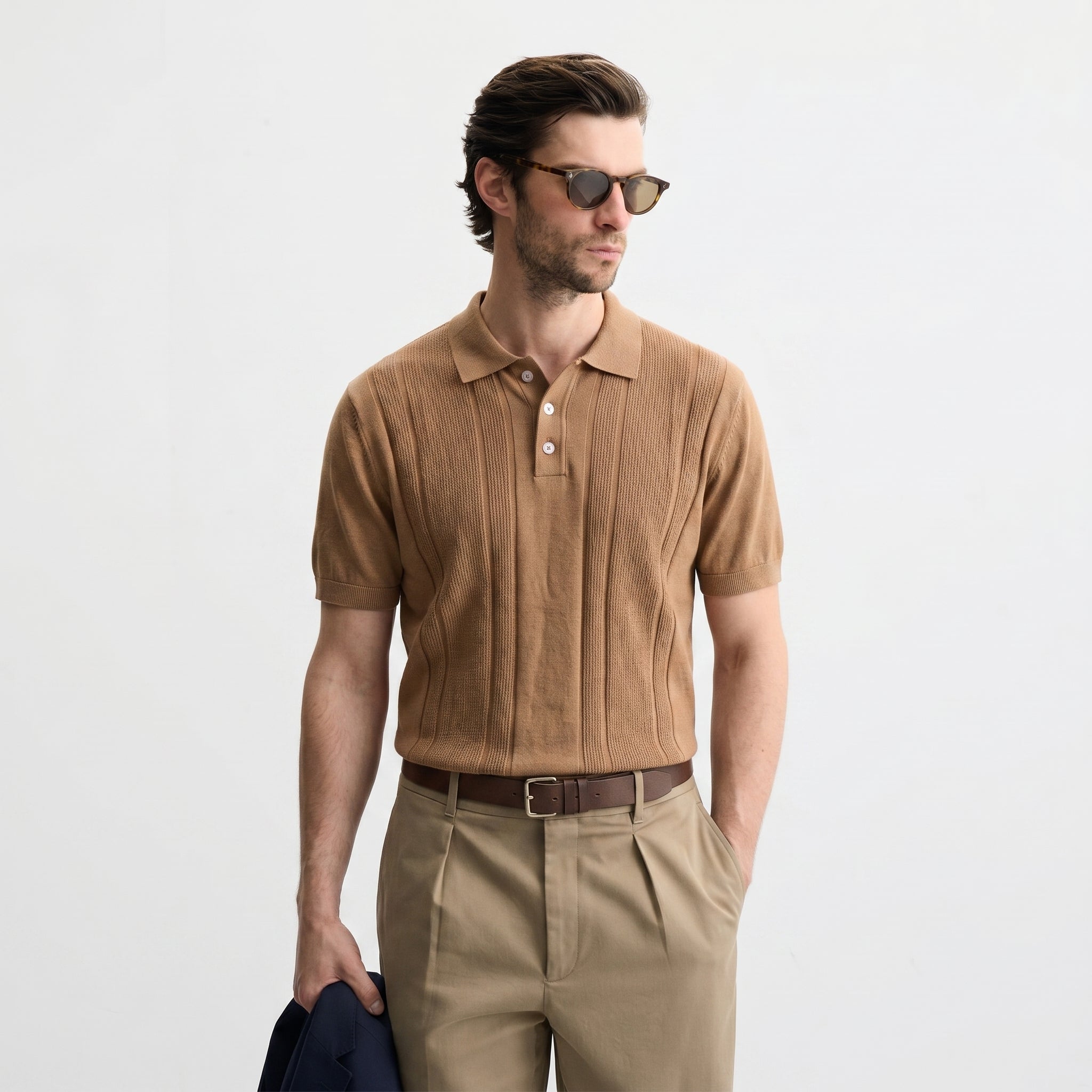 Men Knit Regular Fit Polo (Browne)
