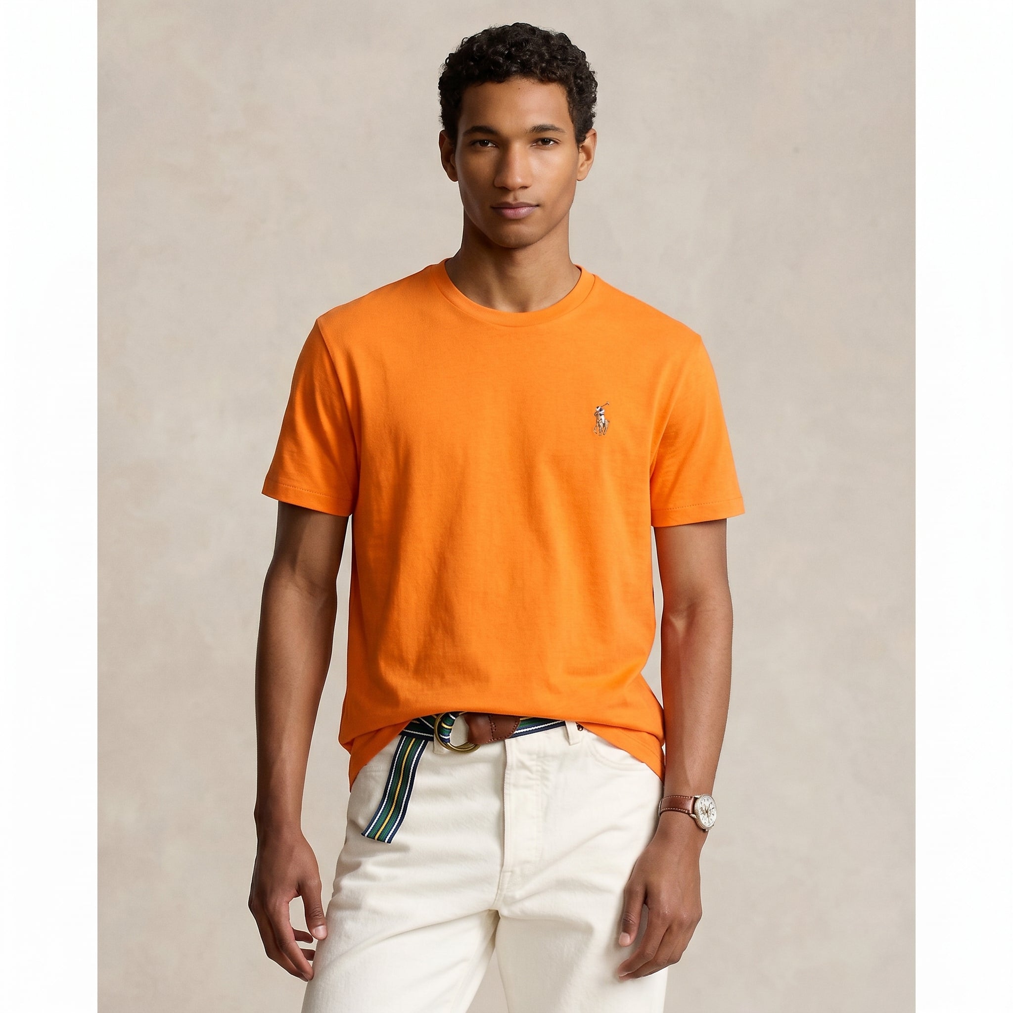 Men Classic Fit Jersey Crewneck T-Shirt Ralph Lauren (Orange)