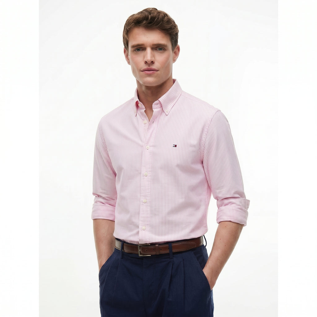 Men Shirt Striped Oxford (Pink)