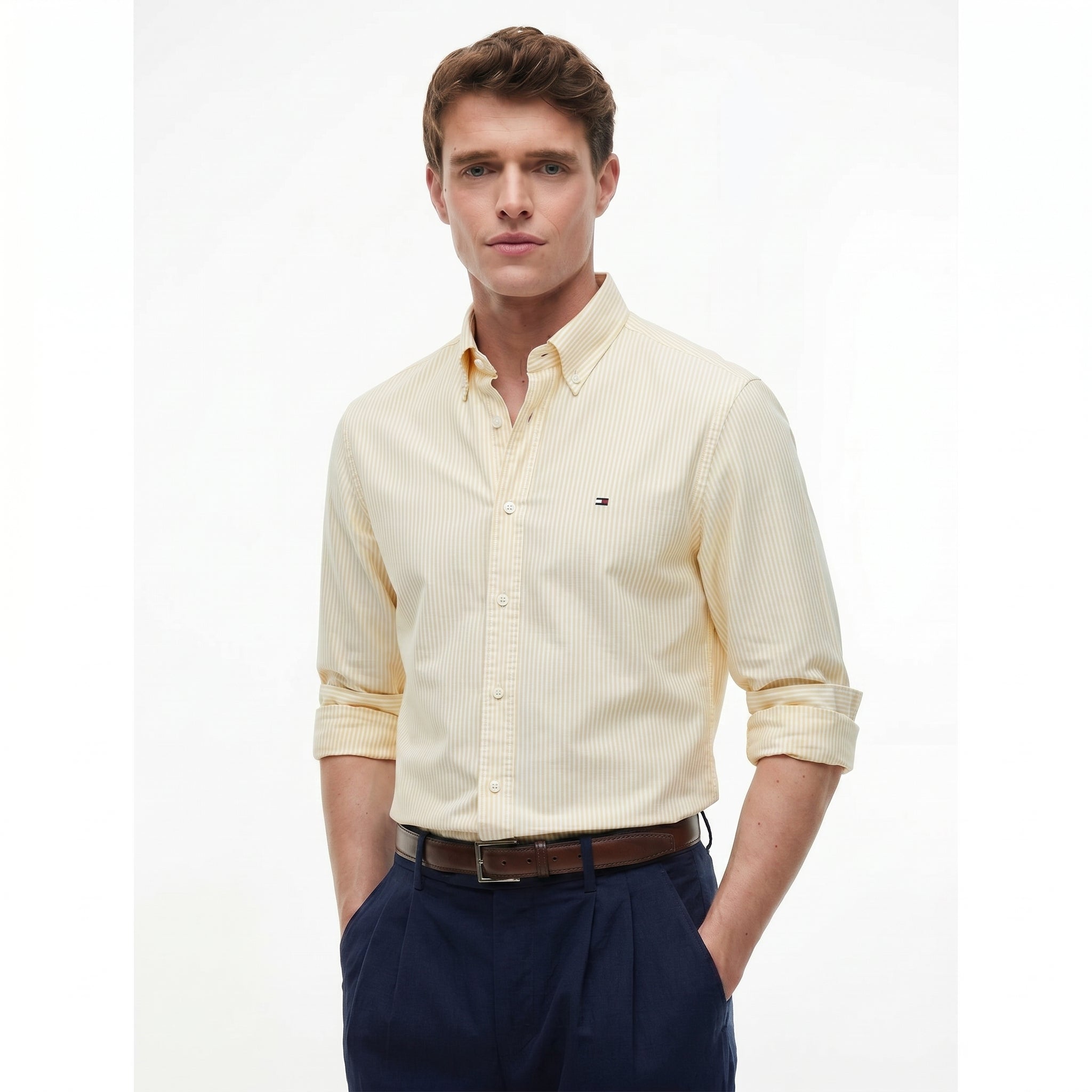 Men Shirt Striped Oxford (Yellow)