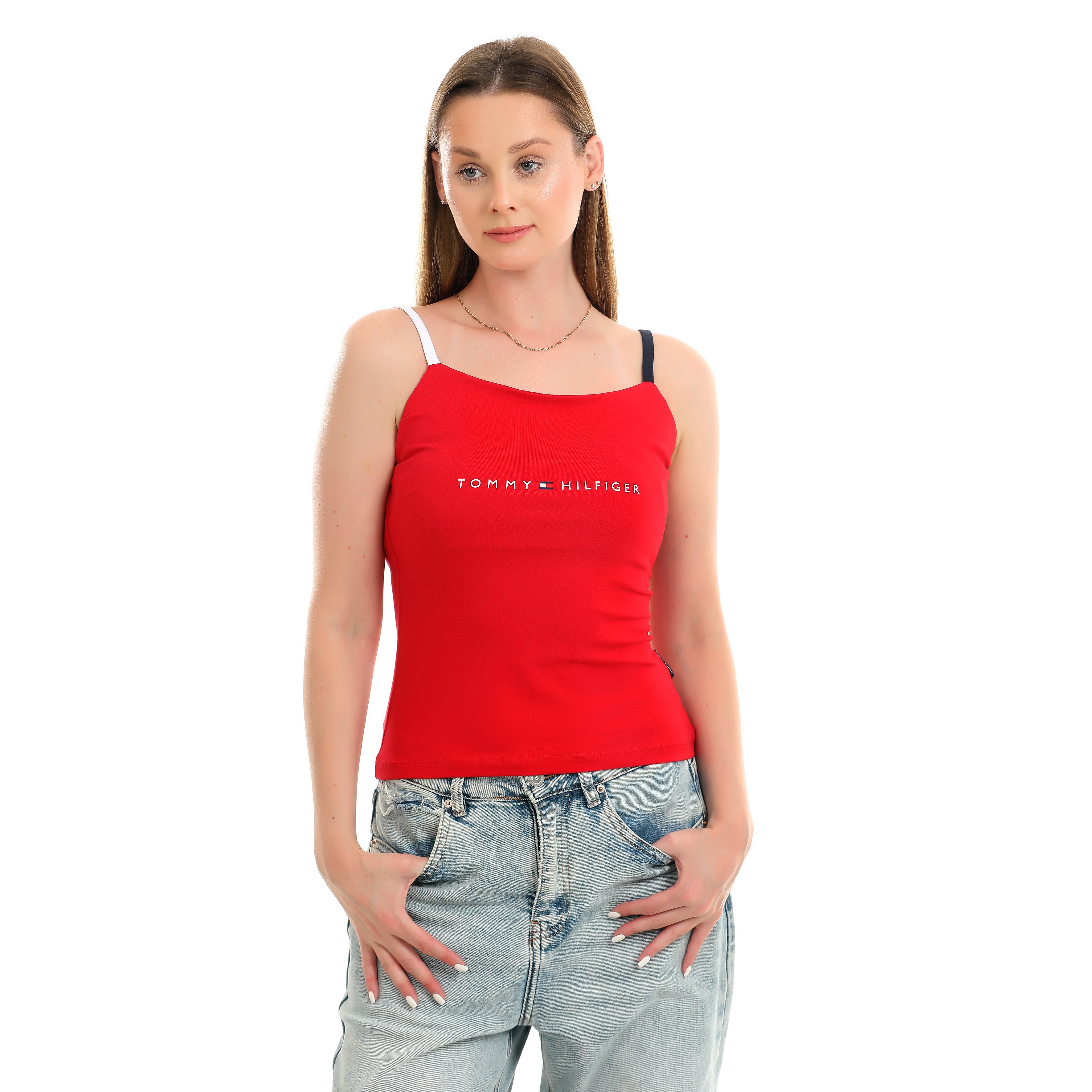 Women T-shirt Tommy Strap Cotton-Red