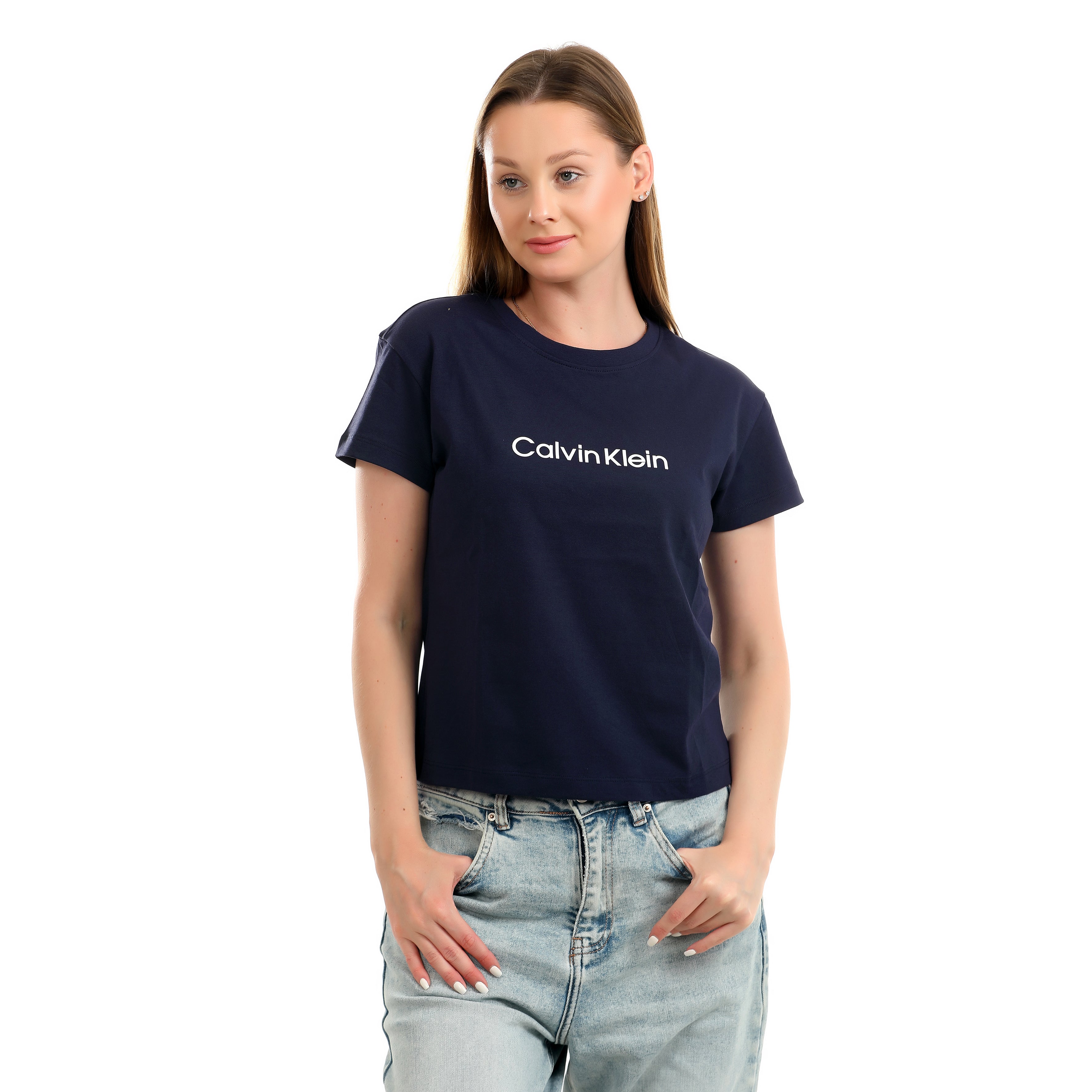 Women T-shirt Calvin Klein Cotton-Dark Blue