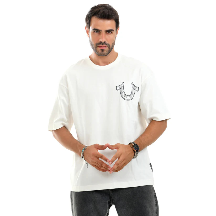 Men T-shirt Over Size True Religion-White