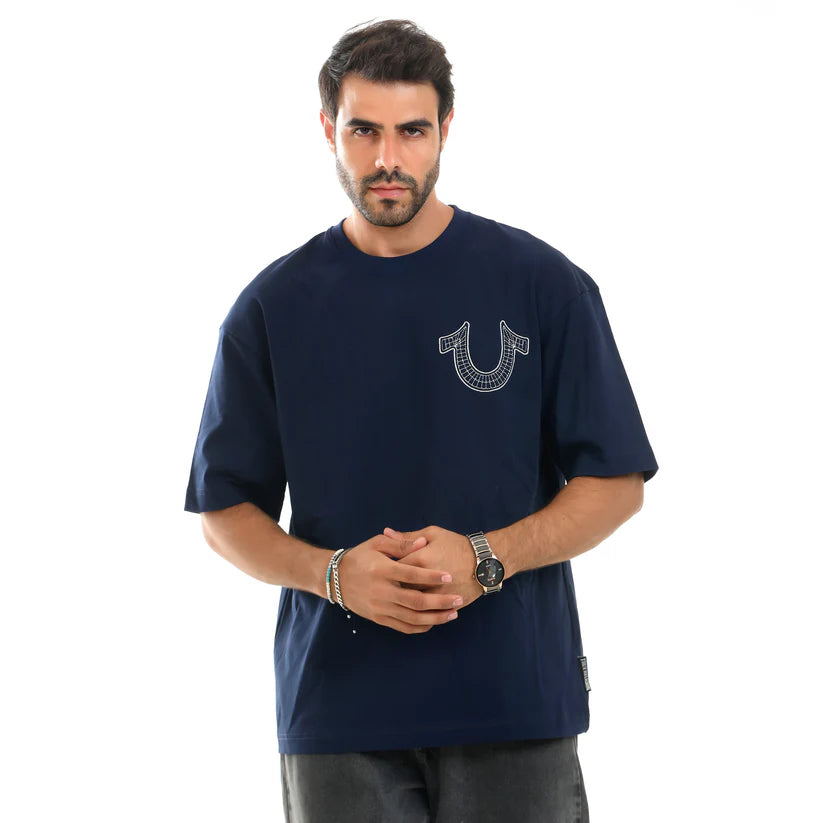 Men T-shirt Over Size True Religion-Dark Blue