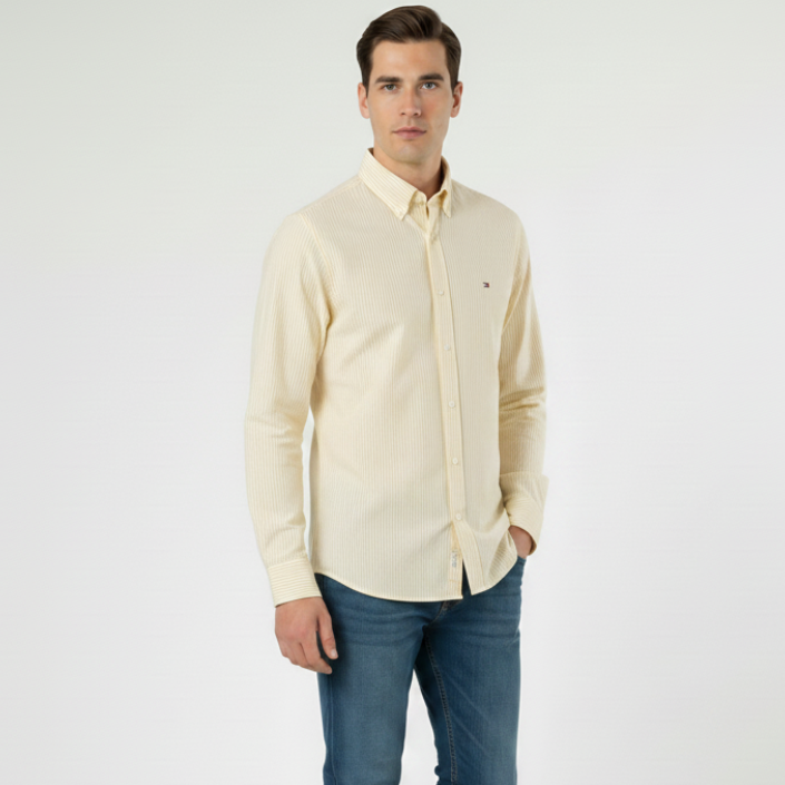 Men Shirt Striped Oxford (Yellowy)