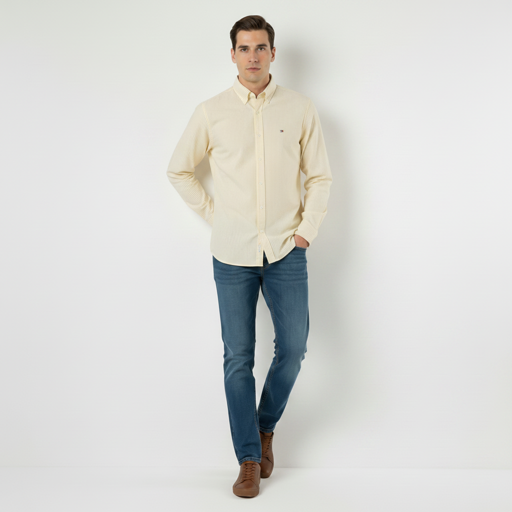 Men Shirt Striped Oxford (Yellow)