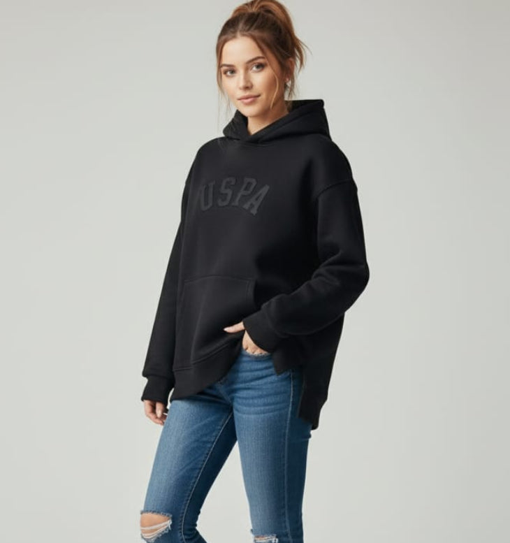 Women Side Slit Hoodie USPA (Black)