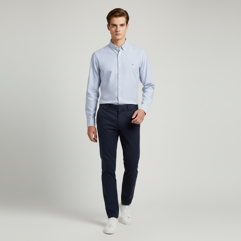 Men Shirt Striped Oxford (Blue)